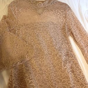 Boston Proper light pink lace shirt